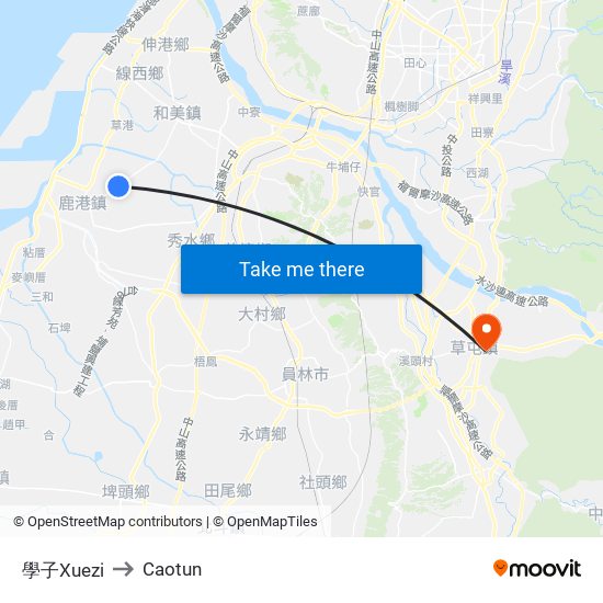 學子Xuezi to Caotun map