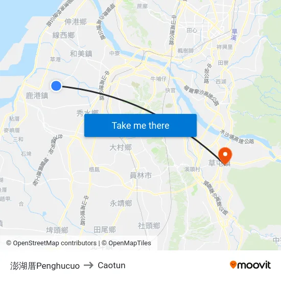 澎湖厝Penghucuo to Caotun map