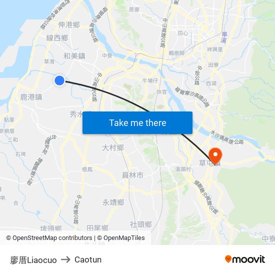 廖厝Liaocuo to Caotun map