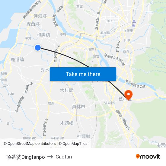頂番婆Dingfanpo to Caotun map