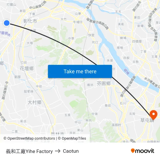 Yihe Factory to Caotun map