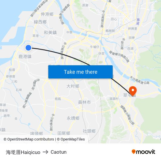 海墘厝Haiqicuo to Caotun map