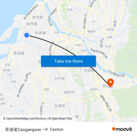 草港尾Caogangwei to Caotun map