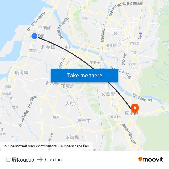 口厝Koucuo to Caotun map