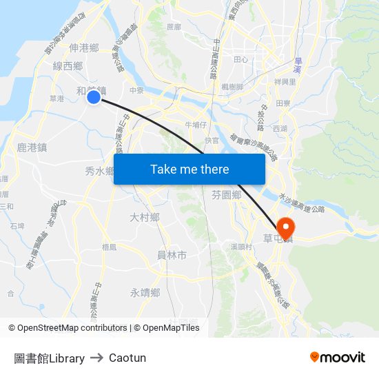 圖書館Library to Caotun map