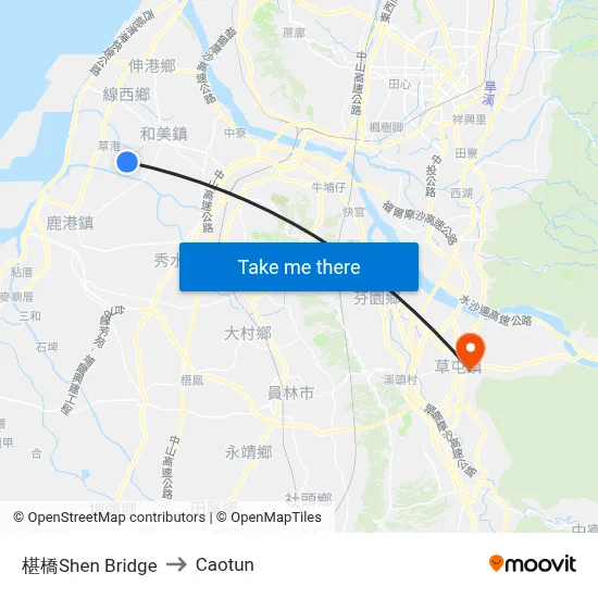 Shen Bridge to Caotun map