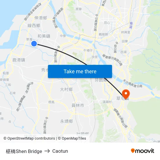 Shen Bridge to Caotun map