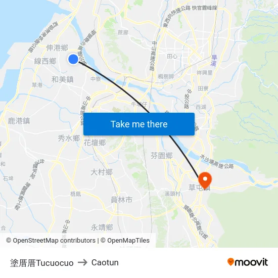 塗厝厝Tucuocuo to Caotun map