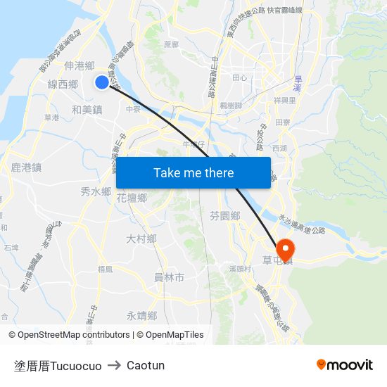 塗厝厝Tucuocuo to Caotun map