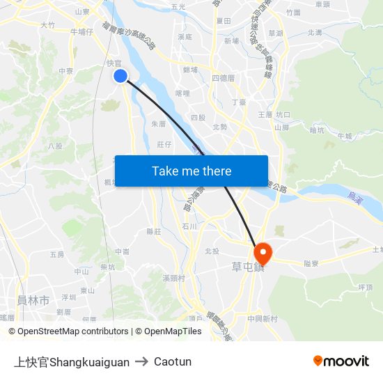上快官Shangkuaiguan to Caotun map