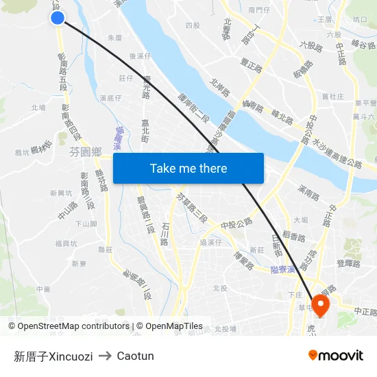 新厝子Xincuozi to Caotun map