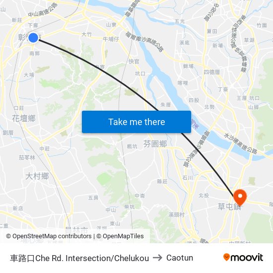 車路口Che Rd. Intersection/Chelukou to Caotun map