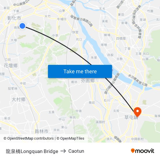 龍泉橋Longquan Bridge to Caotun map