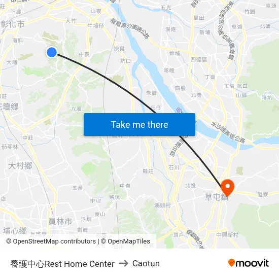 Rest Home Center to Caotun map