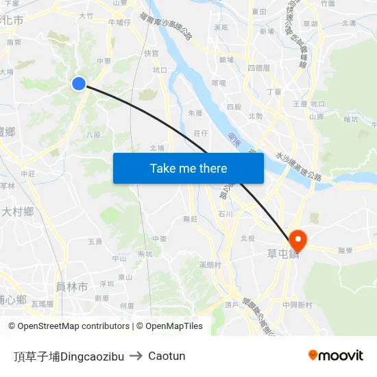 Dingcaozipu to Caotun map