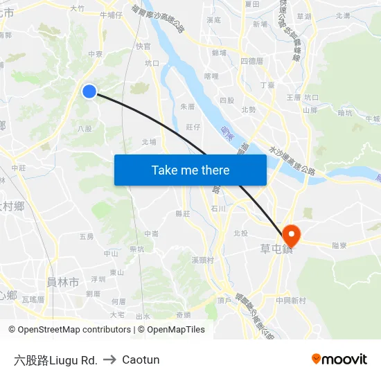 Liugu Road to Caotun map
