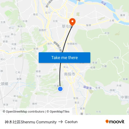 Shenmu Community to Caotun map