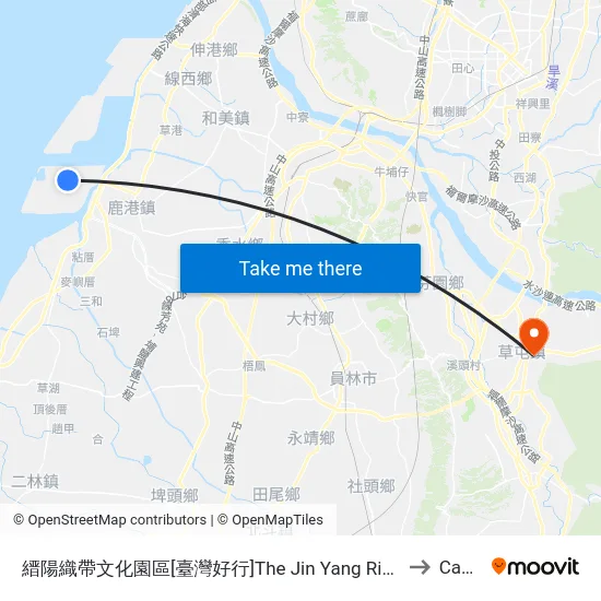 The Jin Yang Ribbon Cultural Park to Caotun map