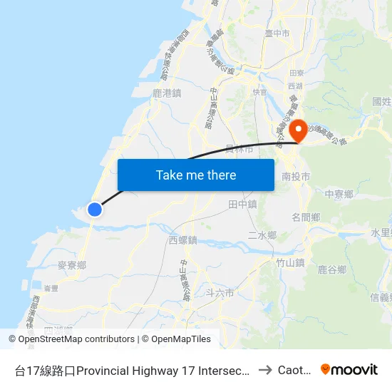 Provincial Highway 17 Intersection to Caotun map