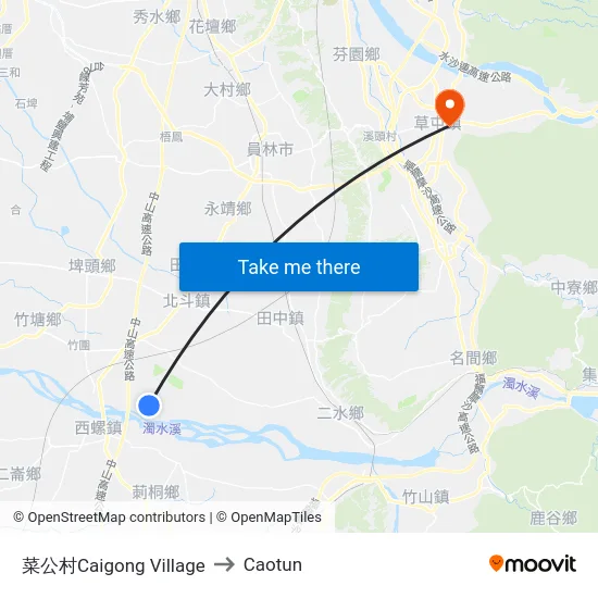 菜公村Caigong Village to Caotun map