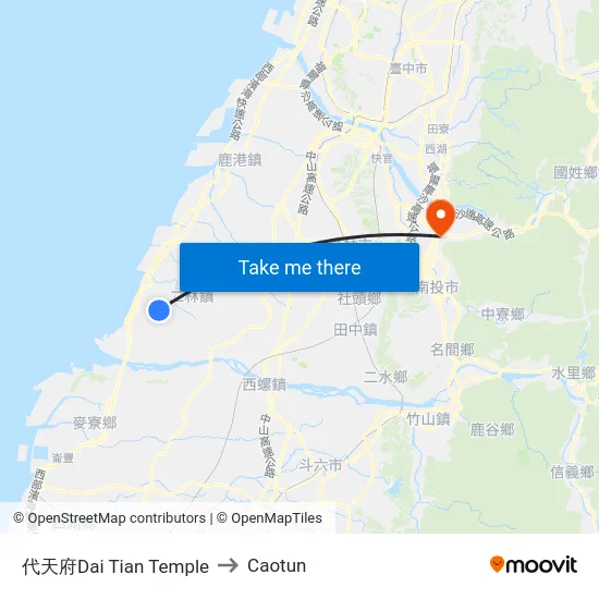 代天府Dai Tian Temple to Caotun map