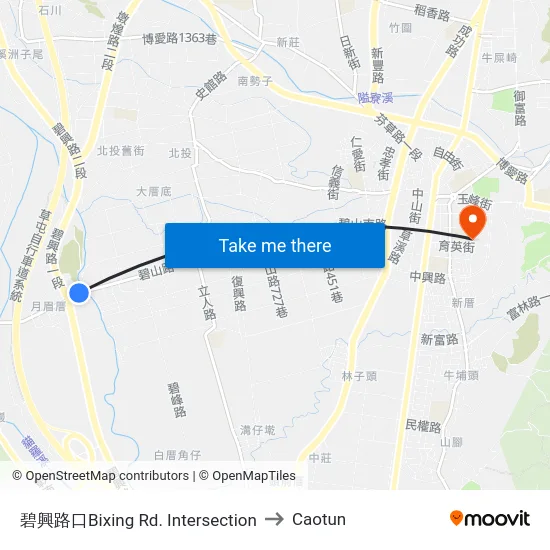 碧興路口Bixing Rd. Intersection to Caotun map