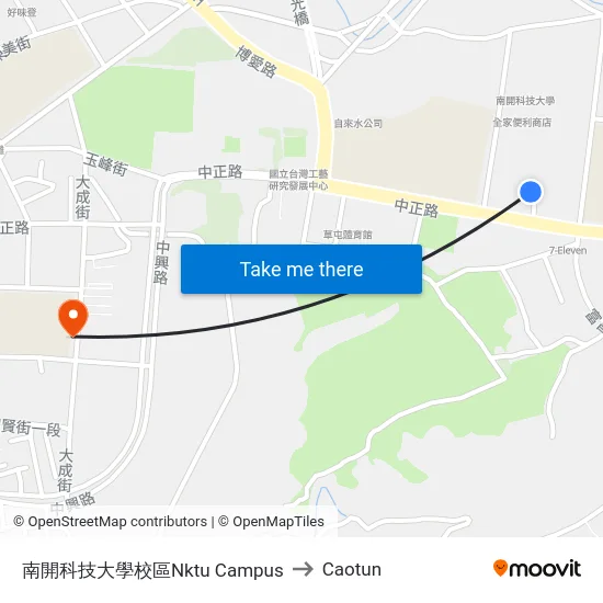 南開科技大學校區Nktu Campus to Caotun map