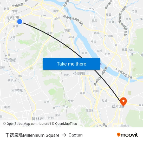 千禧廣場Millennium Square to Caotun map