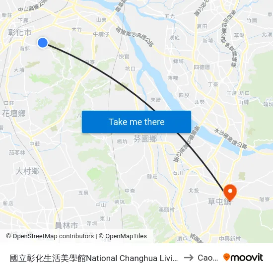 國立彰化生活美學館National Changhua Living Art Center to Caotun map
