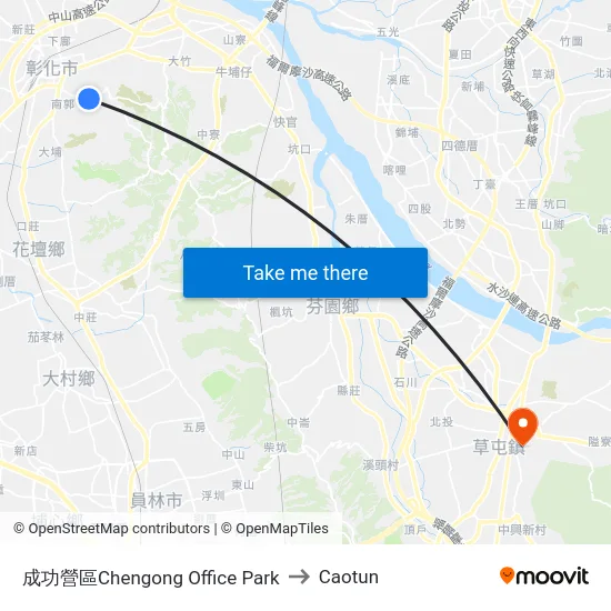 成功營區Chengong Office Park to Caotun map