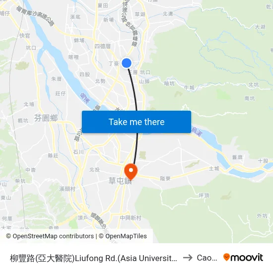 柳豐路(亞大醫院)Liufong Rd.(Asia University Hospital) to Caotun map