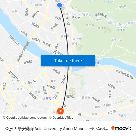 亞洲大學安藤館Asia University Ando Museum to Caotun map