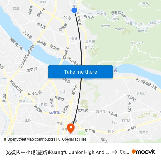 Kuangfu Junior High And Elementary School (Liufong Rd.) to Caotun map