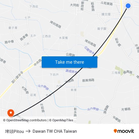 埤頭Pitou to Dawan TW CHA Taiwan map