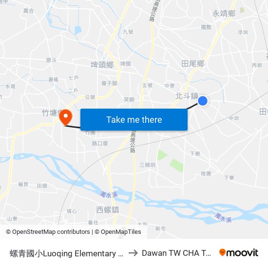 螺青國小Luoqing Elementary  School to Dawan TW CHA Taiwan map