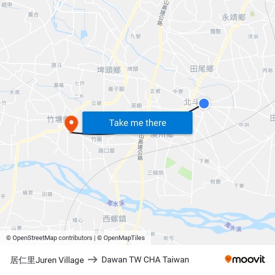 居仁里Juren Village to Dawan TW CHA Taiwan map