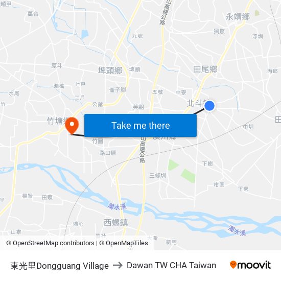 東光里Dongguang  Village to Dawan TW CHA Taiwan map