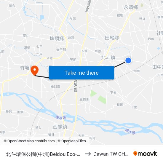 北斗環保公園(中圳)Beidou  Eco-Park(Zhongzun) to Dawan TW CHA Taiwan map