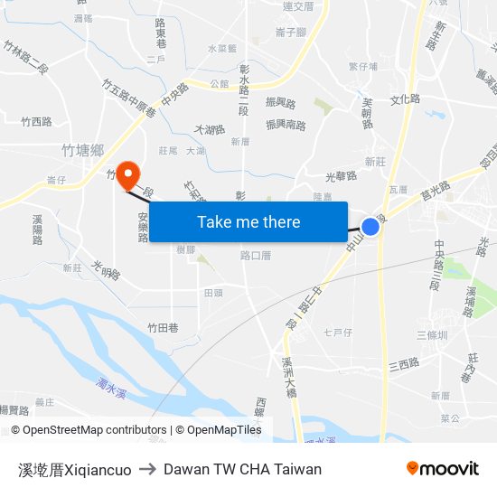 溪墘厝Xiqiancuo to Dawan TW CHA Taiwan map