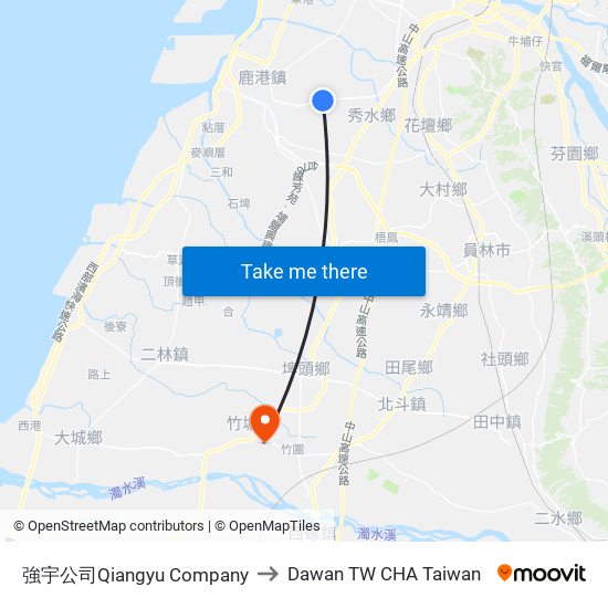 強宇公司Qiangyu Company to Dawan TW CHA Taiwan map