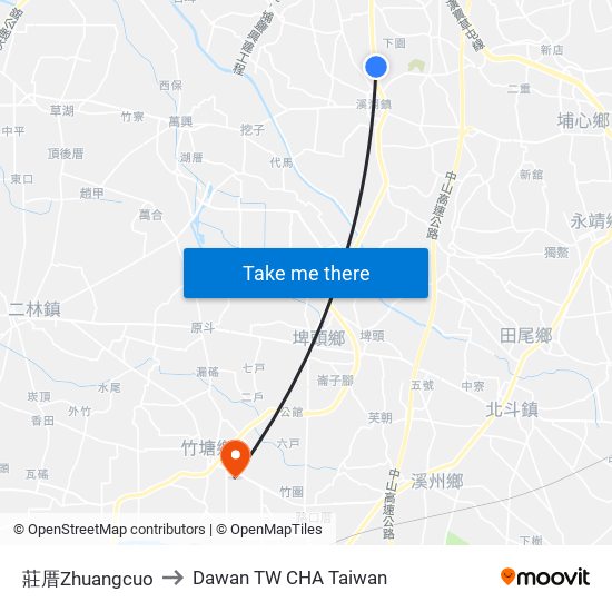 莊厝Zhuangcuo to Dawan TW CHA Taiwan map