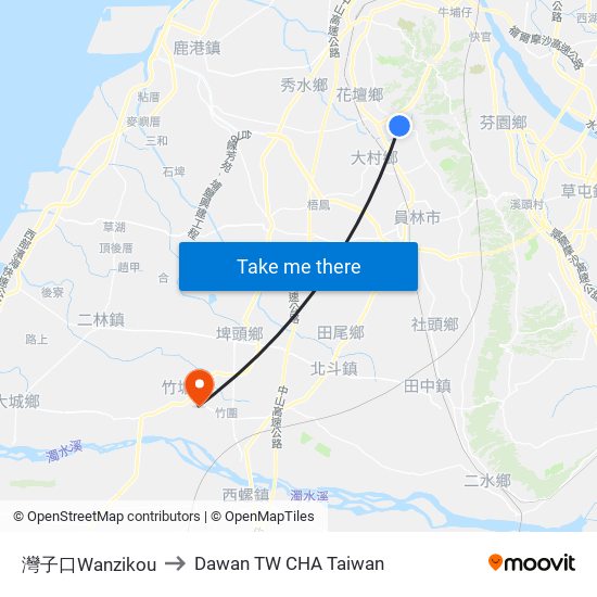 灣子口Wanzikou to Dawan TW CHA Taiwan map