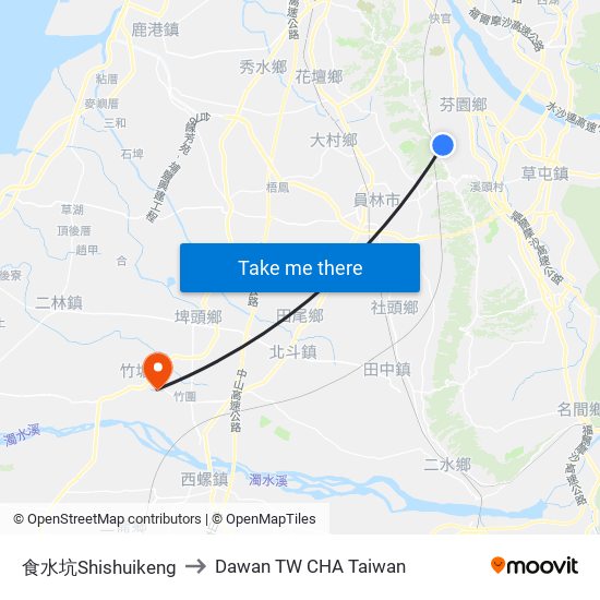 食水坑Shishuikeng to Dawan TW CHA Taiwan map