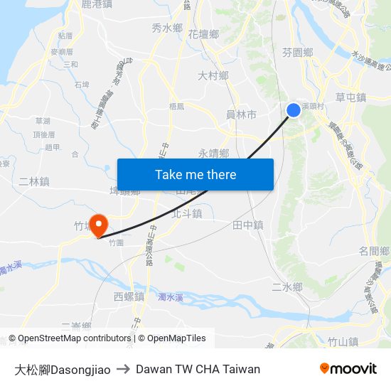 大松腳Dasongjiao to Dawan TW CHA Taiwan map