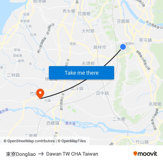 東寮Dongliao to Dawan TW CHA Taiwan map