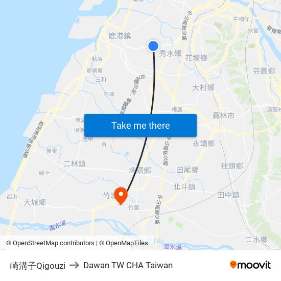 崎溝子Qigouzi to Dawan TW CHA Taiwan map