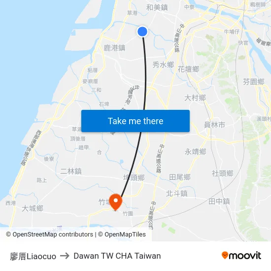 廖厝Liaocuo to Dawan TW CHA Taiwan map