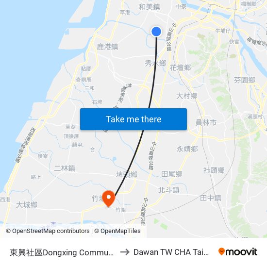 東興社區Dongxing Community to Dawan TW CHA Taiwan map