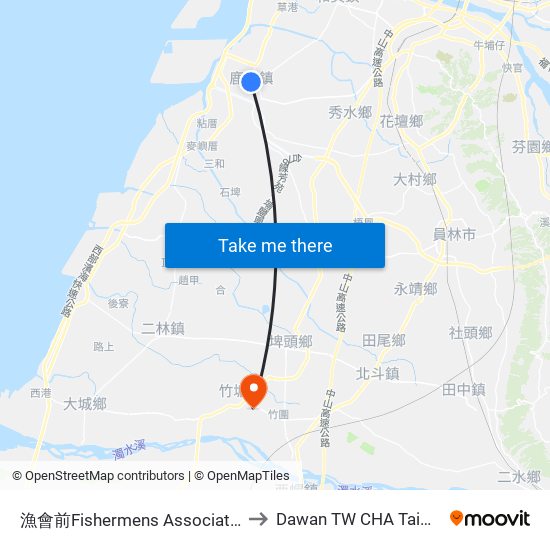 漁會前Fishermens Association to Dawan TW CHA Taiwan map