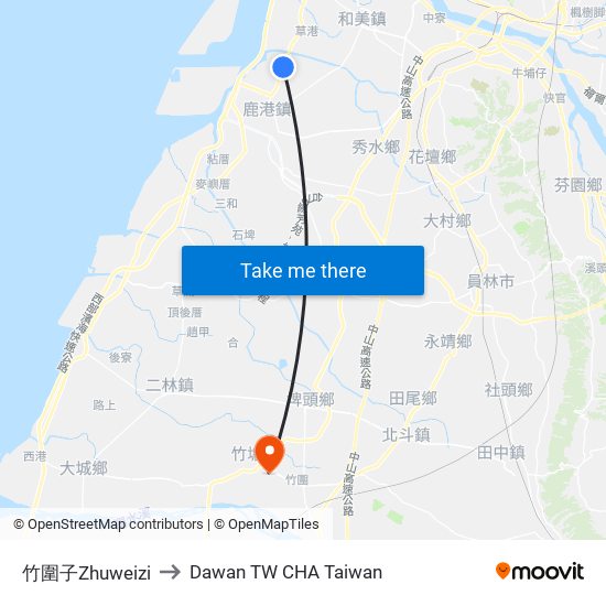 竹圍子Zhuweizi to Dawan TW CHA Taiwan map